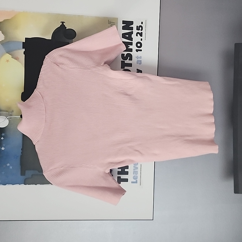 Pink Short Sleeve Turtleneck - Picture 5 of 7